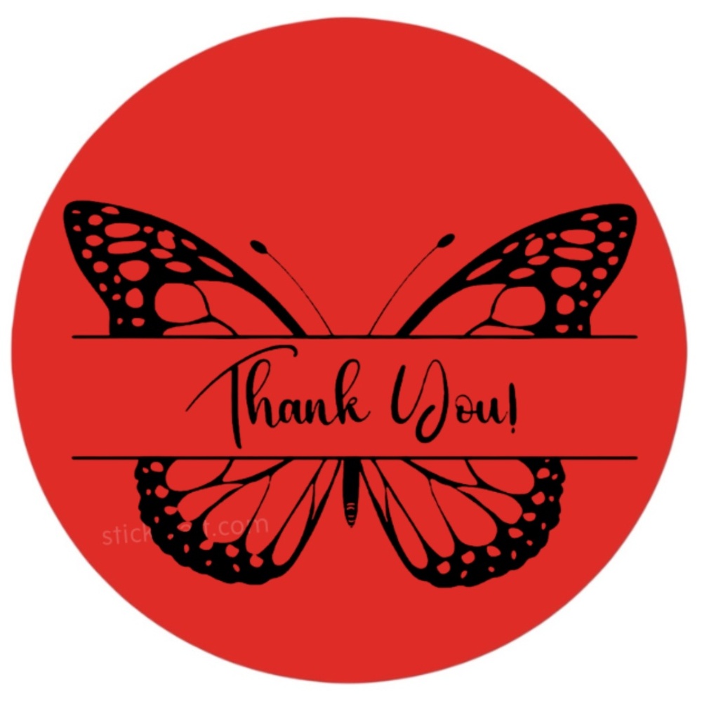 thank you sticker pink for business 2 inch round sticker - Picture 9 of 15